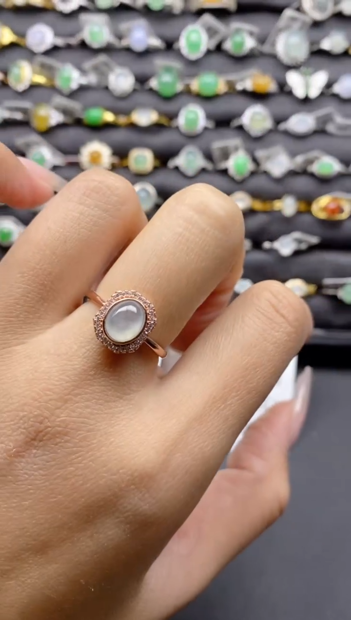 【闪购商品】翡翠戒指银S925镶嵌S925银镶嵌翡翠戒指