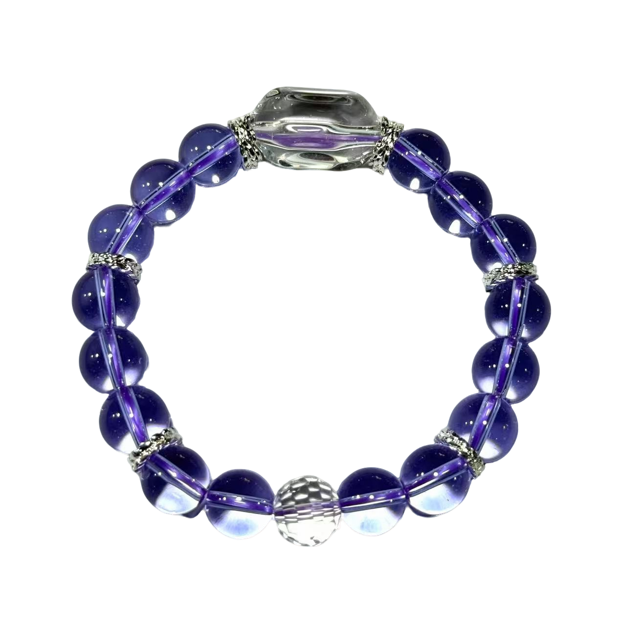 【符老板】s1349-国风设计款蓝针水晶桶珠DIY紫罗兰手串-赠礼盒