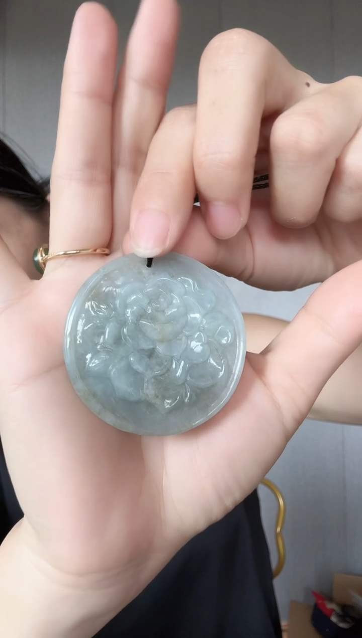 翡翠未镶嵌颈饰翡翠A货花开富贵52-4.3MM