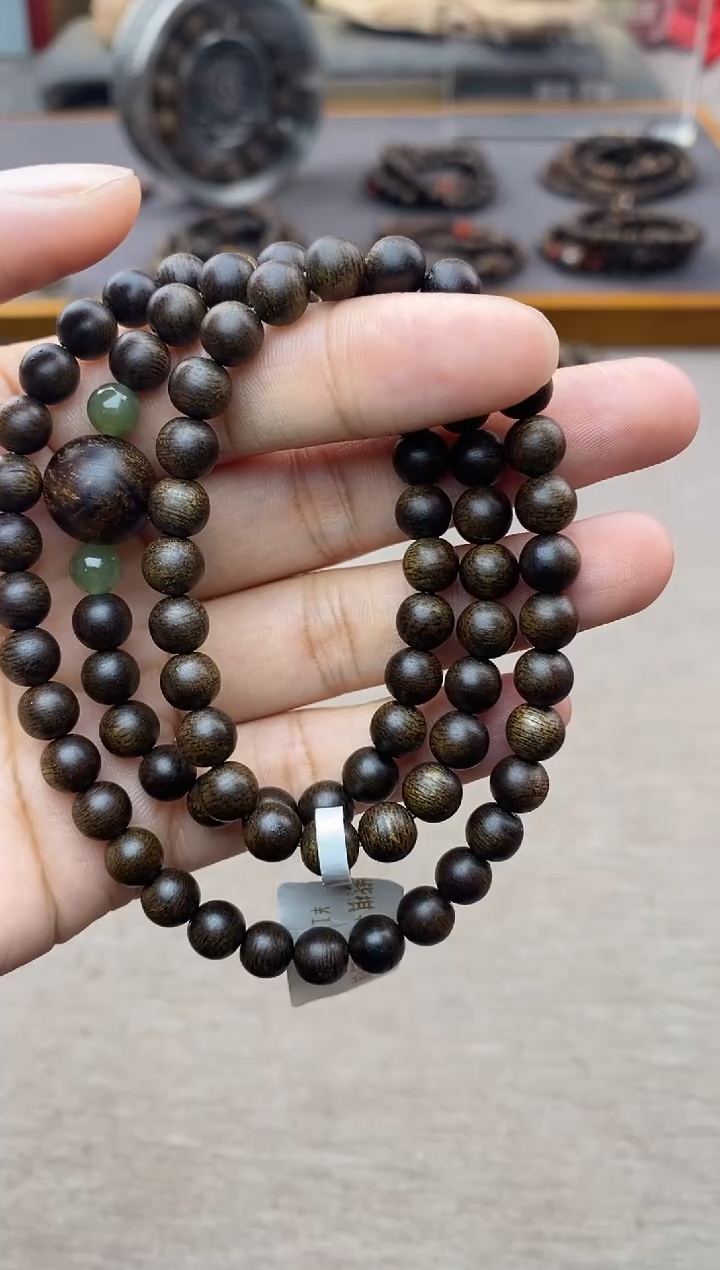 【闪购商品】沉香手串顺化紫棋06+留疤白棋1.2三圈沉水设计