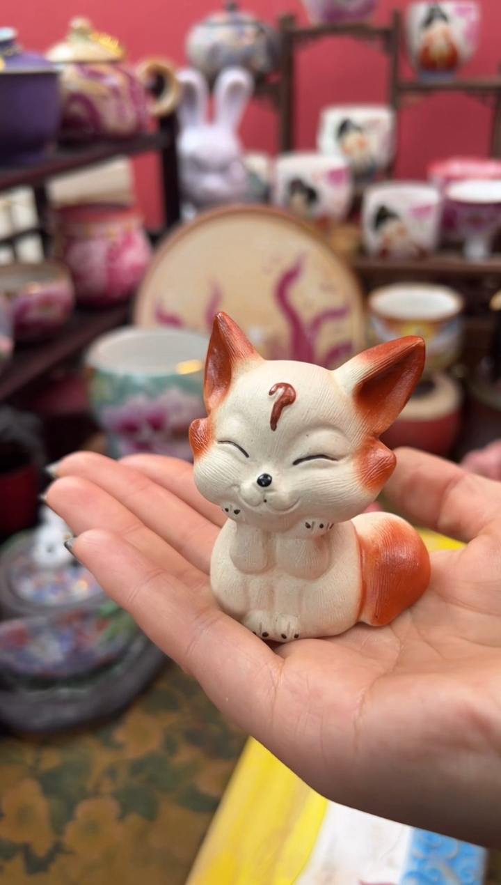 【闪购商品】紫砂可爱九尾狐茶宠摆件