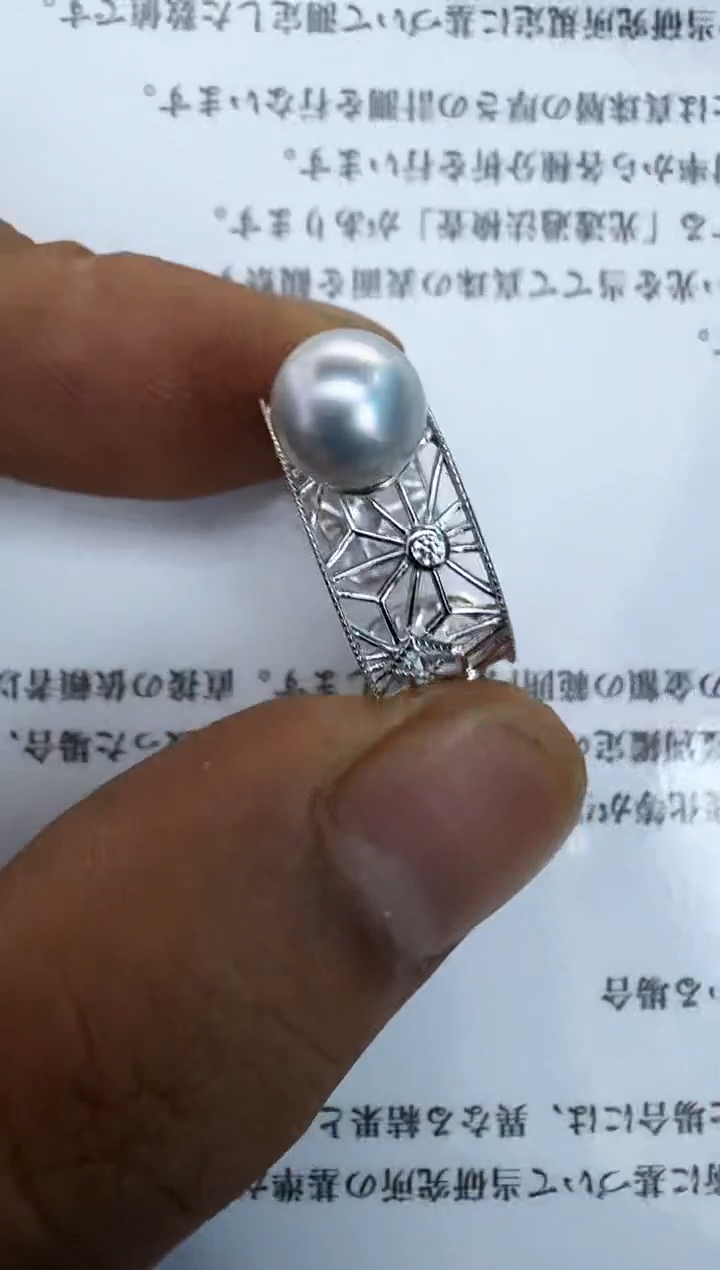 海水珍珠银S925镶嵌戒指戒指