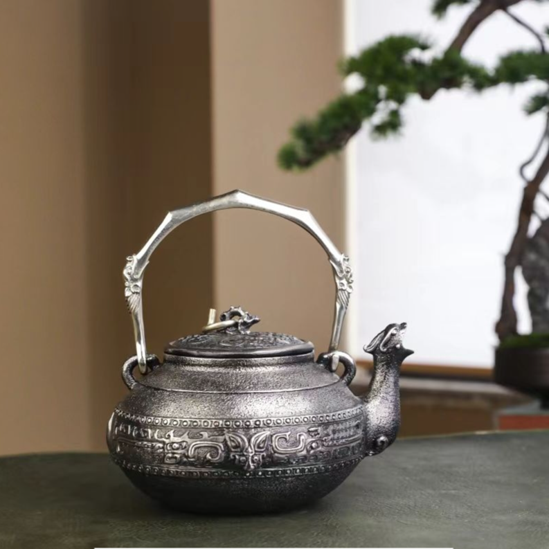 雨宫宗初代饕餮兽口砂铁壶1100CC 铁壶茶具茶壶