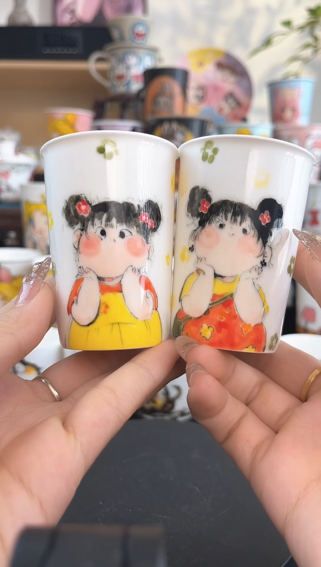 【闪购商品】摆件手工手绘陶瓷小杯杯