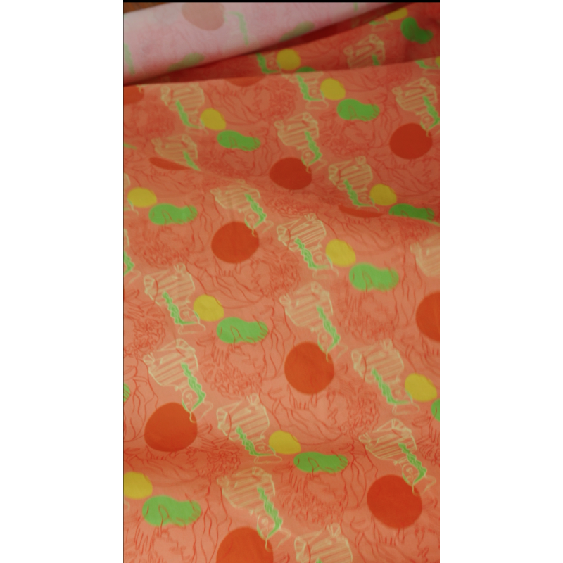 BRB同厂 棉+VI 橘色底图案布料服饰面料手工DIY布艺 幅宽