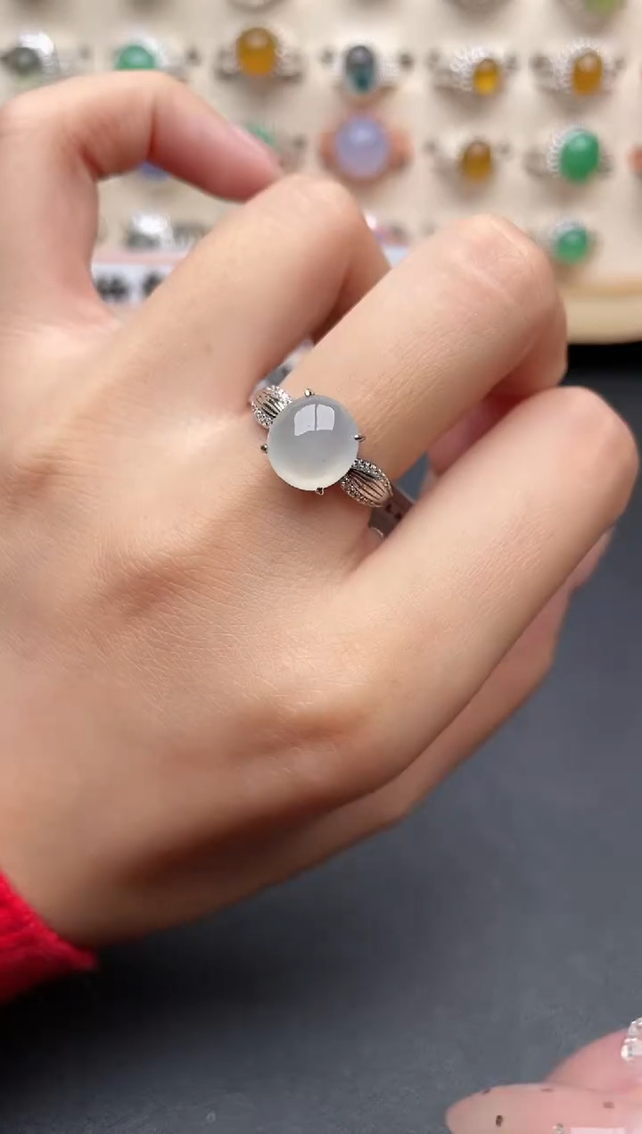 【闪购商品】翡翠戒指银S925镶嵌一物一证一礼盒