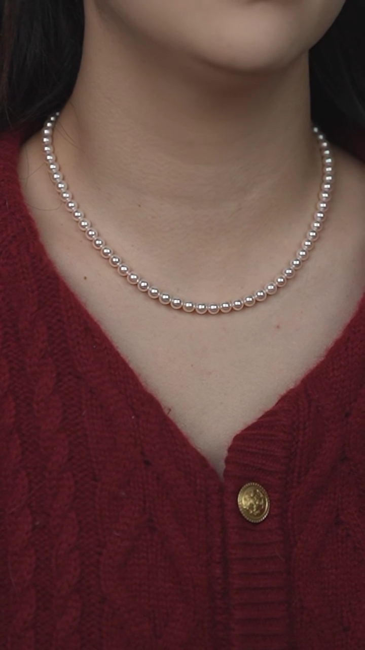 【闪购商品】海水珍珠项链18K金镶嵌5.5-6akya串链