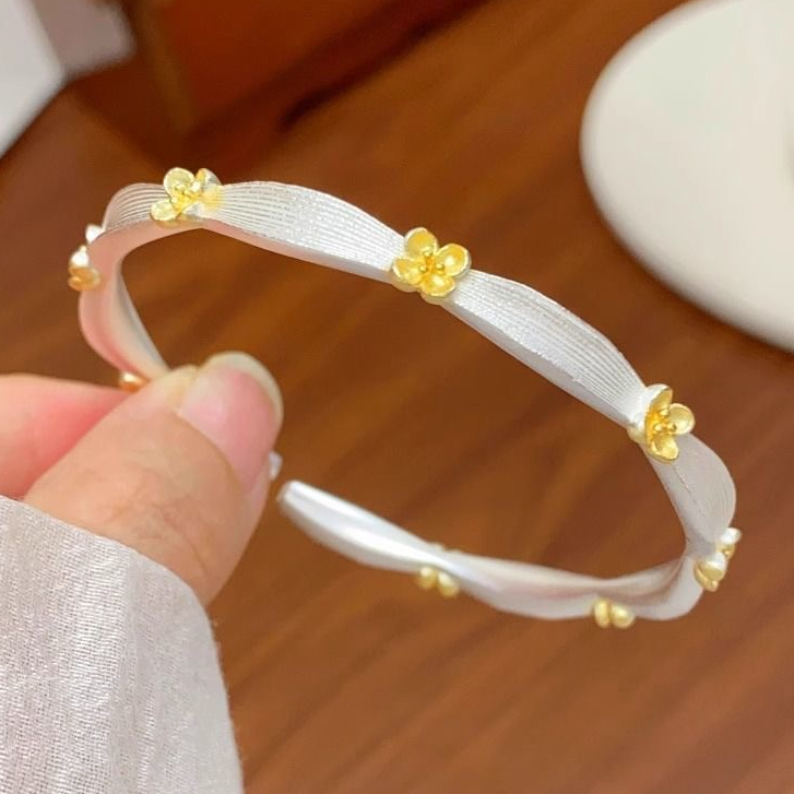 足银手镯 11号~描金桂花手镯