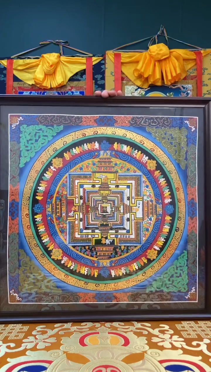 【闪购商品】卷轴画矿物质手绘坛城木框59*59cm