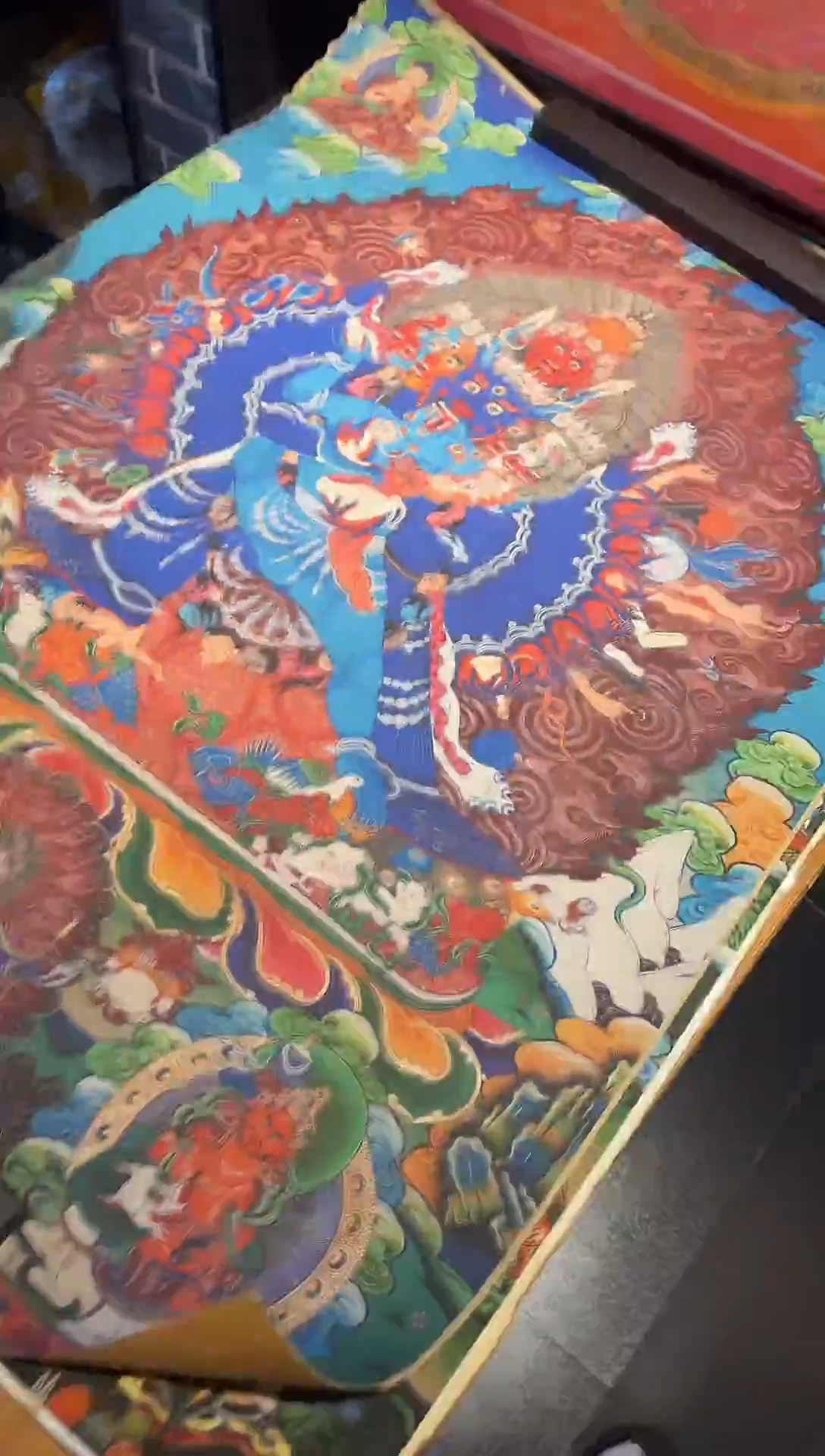 装裱画老唐卡 大威德金刚