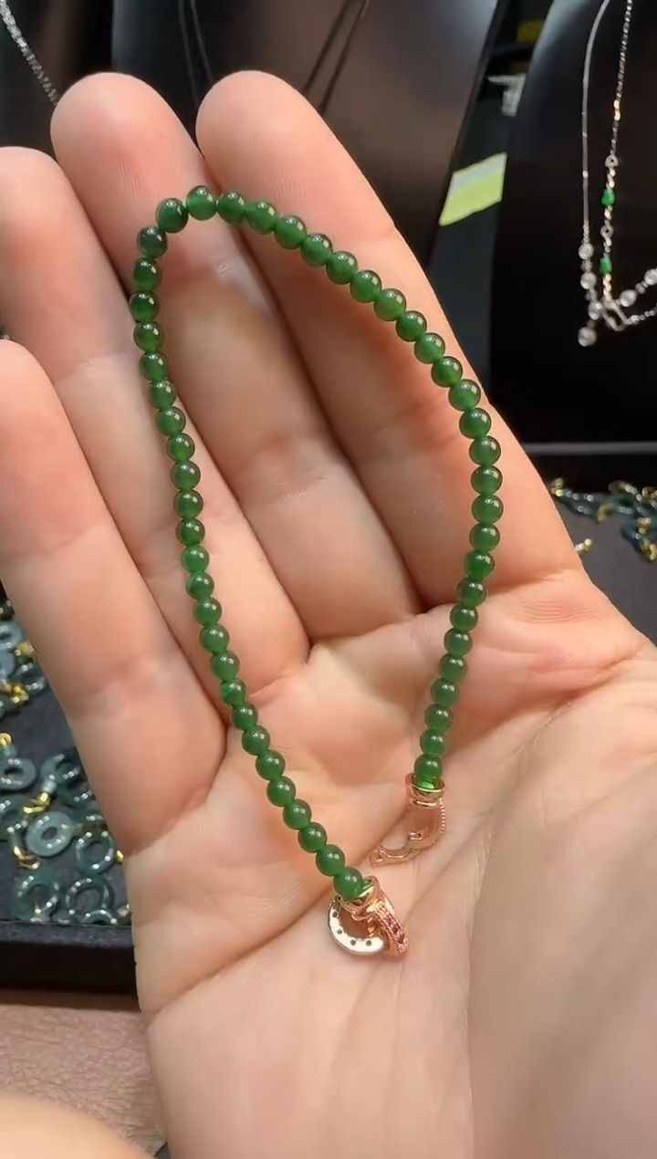 合金手链翡翠满绿冰中手链危翠