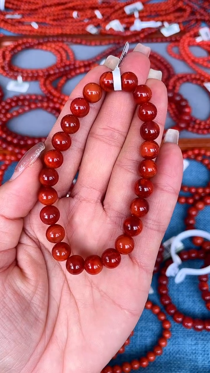 未镶嵌手串南红玛瑙N46凉山瓦西料牛血双色火焰单圈多样性发其一