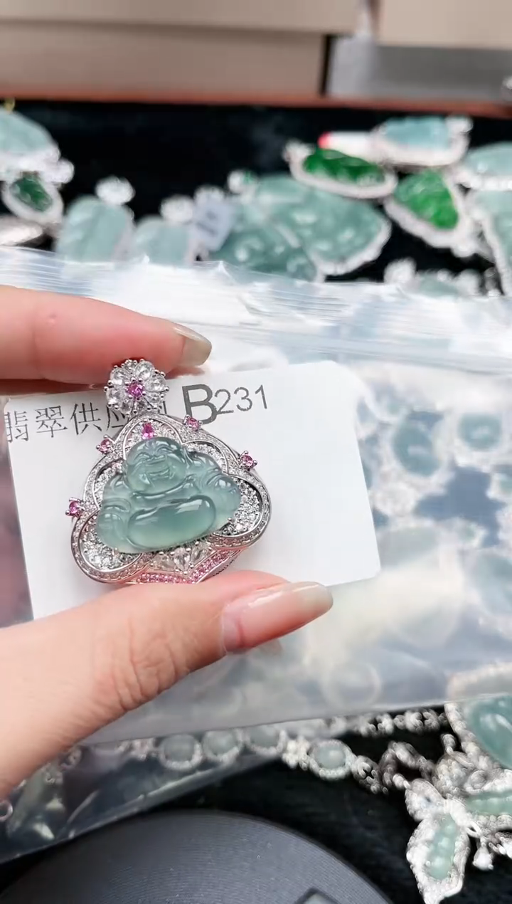 【闪购商品】翡翠颈饰未镶嵌赠皮绳231