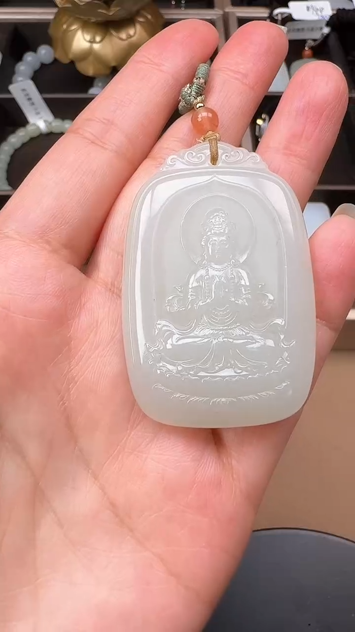 【闪购商品】和田玉吊坠未镶嵌0612白玉坐莲观音双手合十