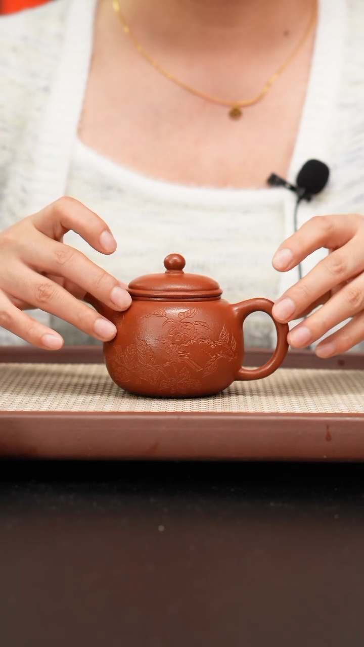 【闪购商品】紫砂茶壶小煤窑朱泥匏樽刻绘200