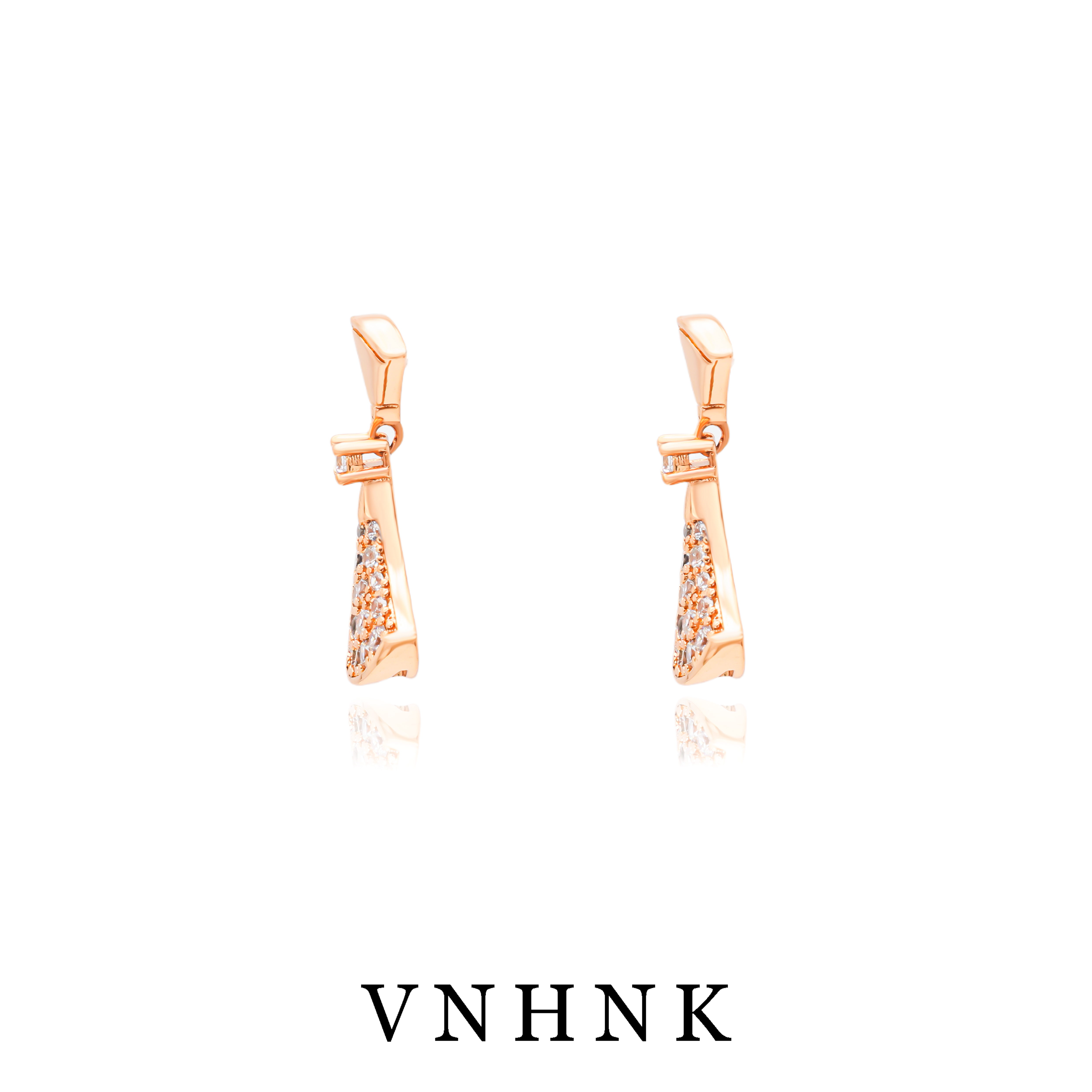 铜合金合成锆石耳饰 美可儿   H214   玫瑰色精致气质耳环