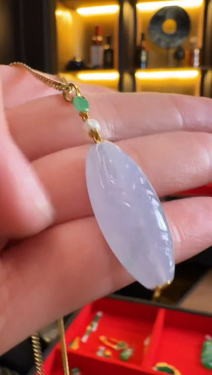 吊坠(不含链)18K金镶嵌翡翠吊坠