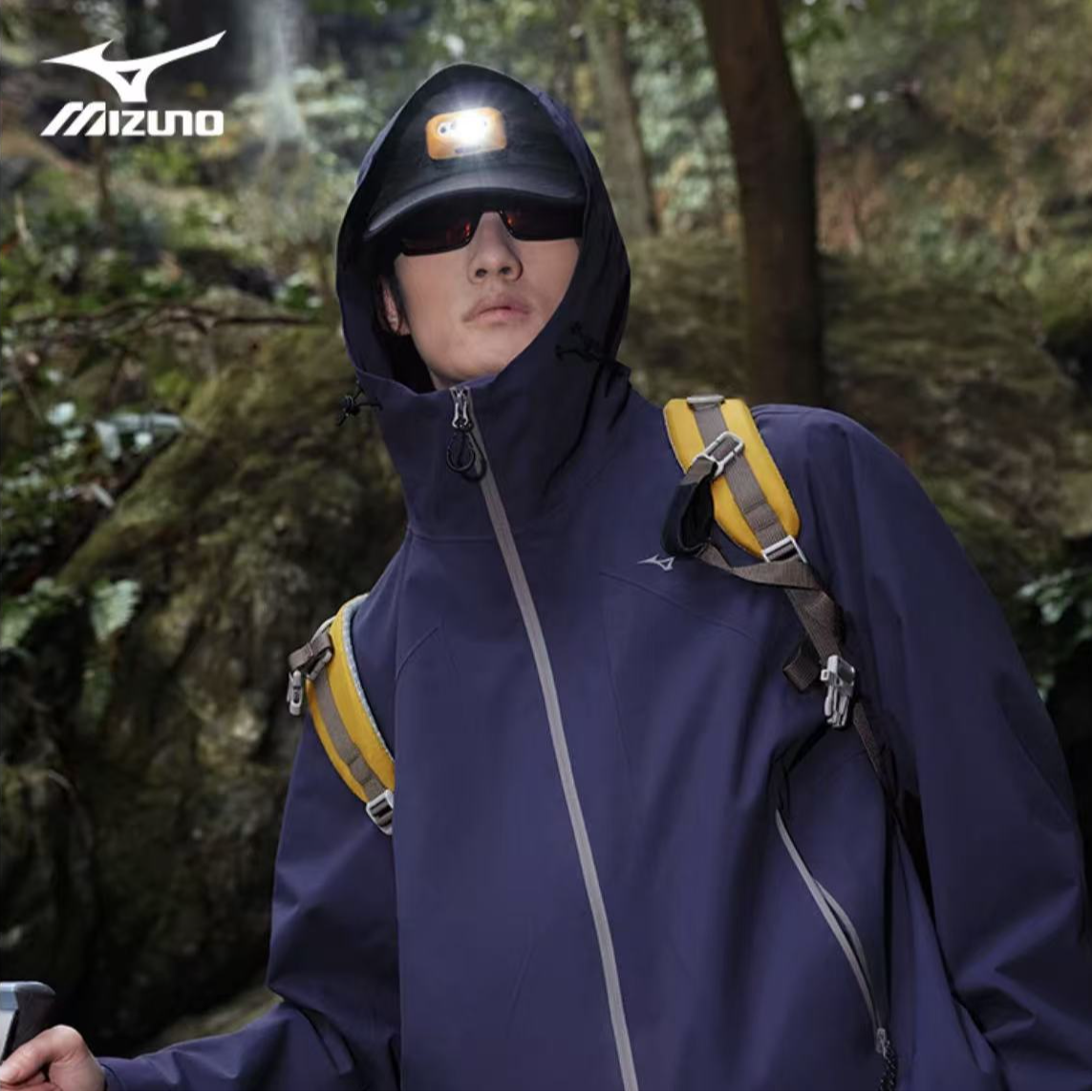 Mizuno/美津浓25年新款防风拒水连帽登山冲锋衣夹克外套 K2CE53Y1