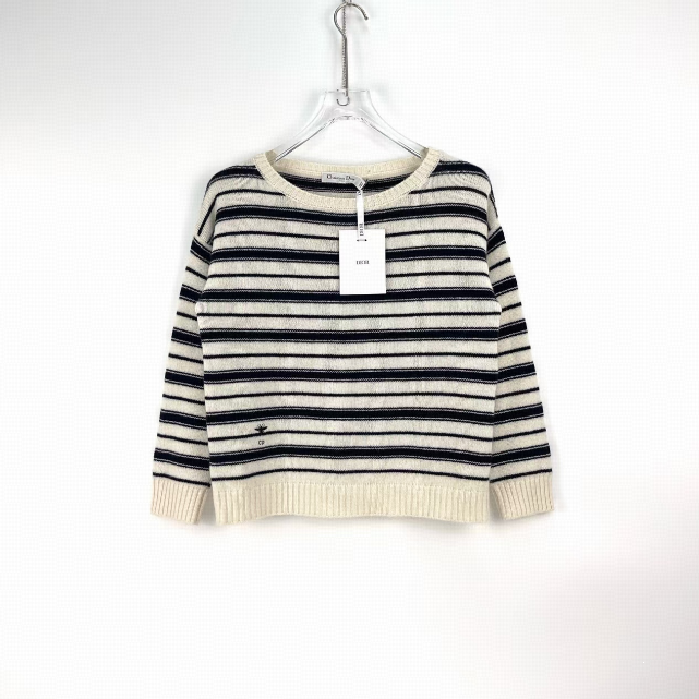 全新未使用 DIOR/迪奥 黑白 条纹针织衫/38