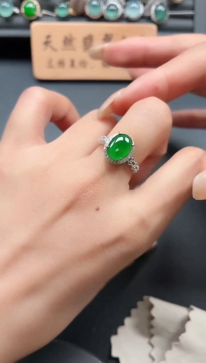 银S925镶嵌戒指翡翠11111