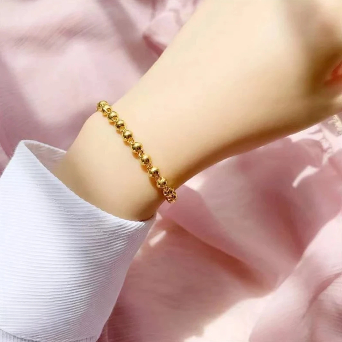 合金手链 2025爆款【圆珠手链】精致 时尚 大气 金色