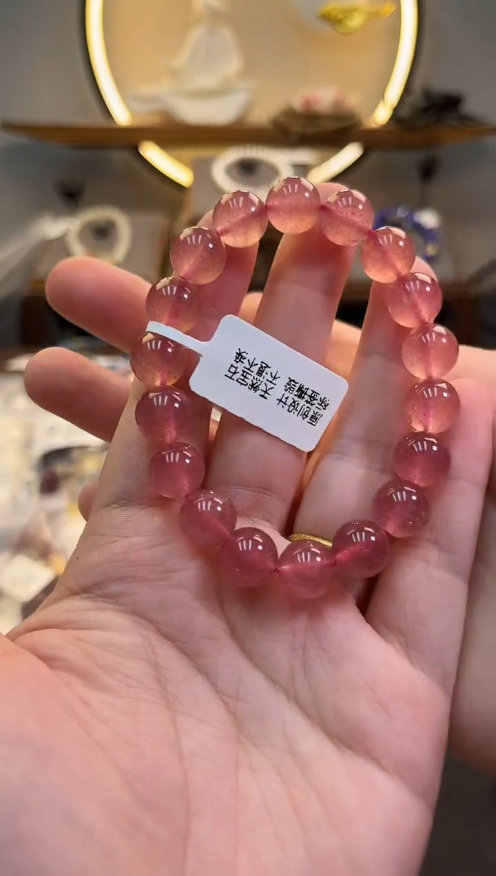 未镶嵌手链石英质玉（西柚草莓晶）货号1227