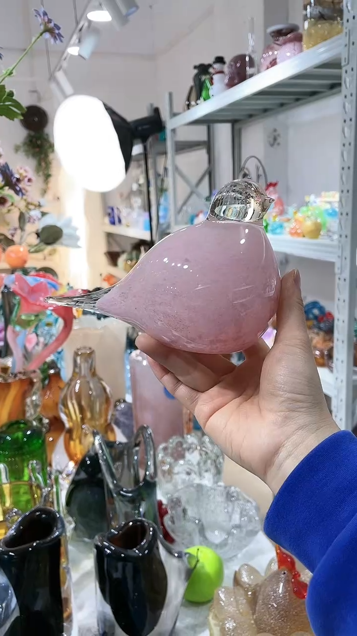 【闪购商品】琉璃1只粉鸟琉璃摆件
