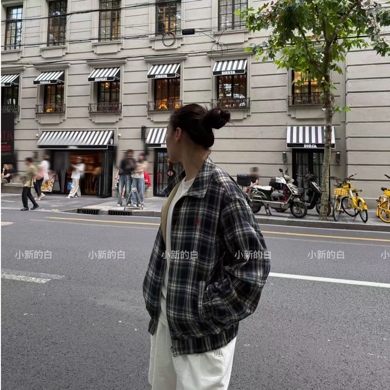 秋冬季小马复古双面格纹翻领百搭夹克外套（男女同款）