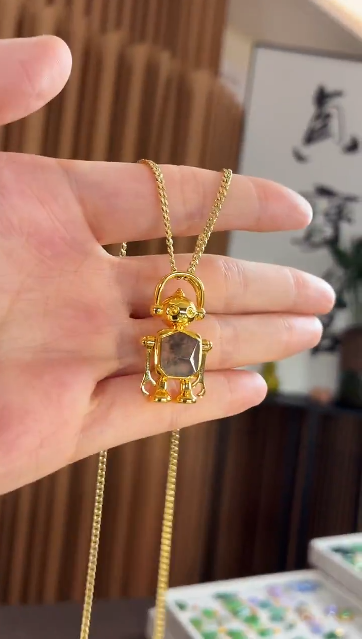 吊坠(不含链)18K金镶嵌翡翠吊坠