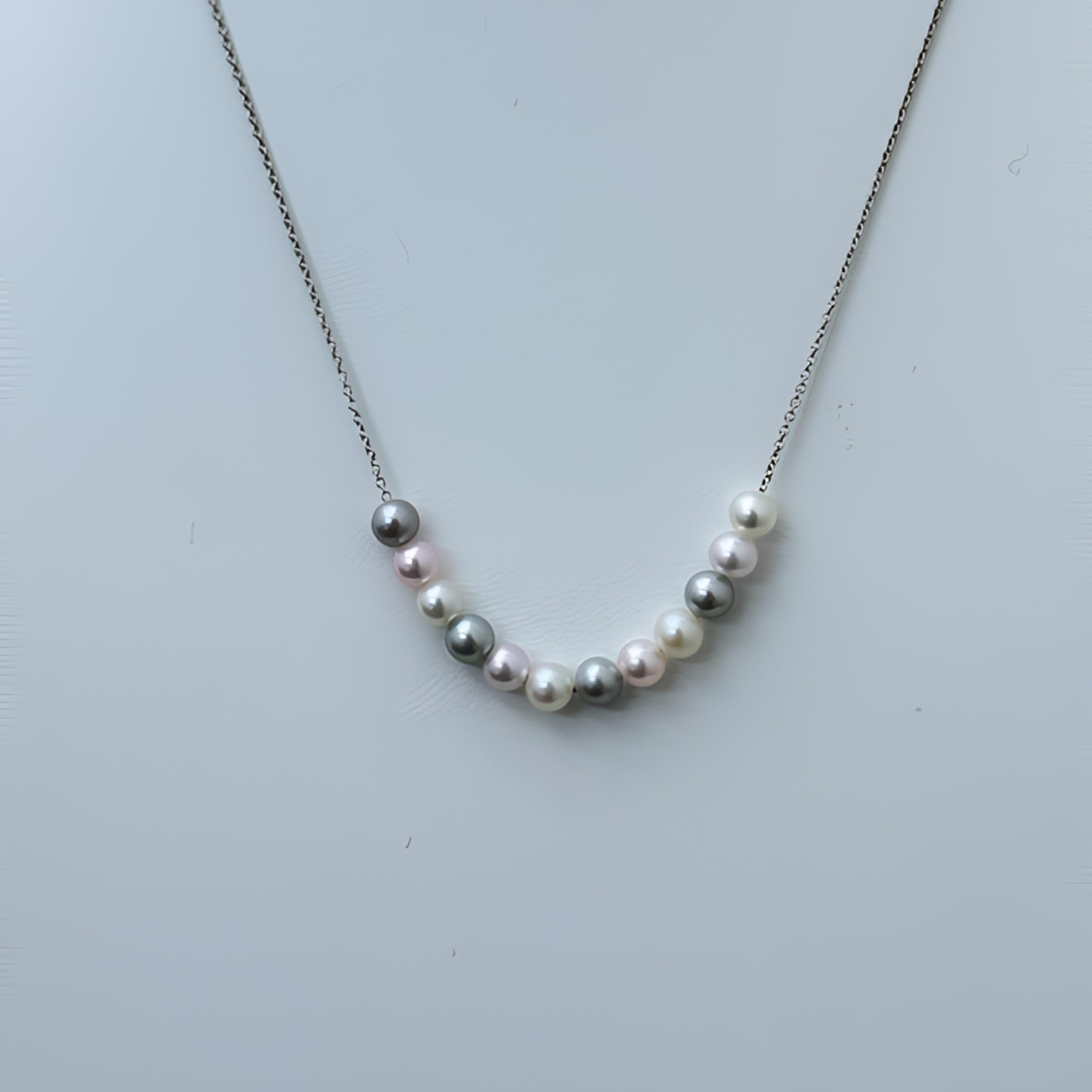 【东哥优选】天然珍珠项链 设计款微笑链 4-5mm左右 多样性发一条 