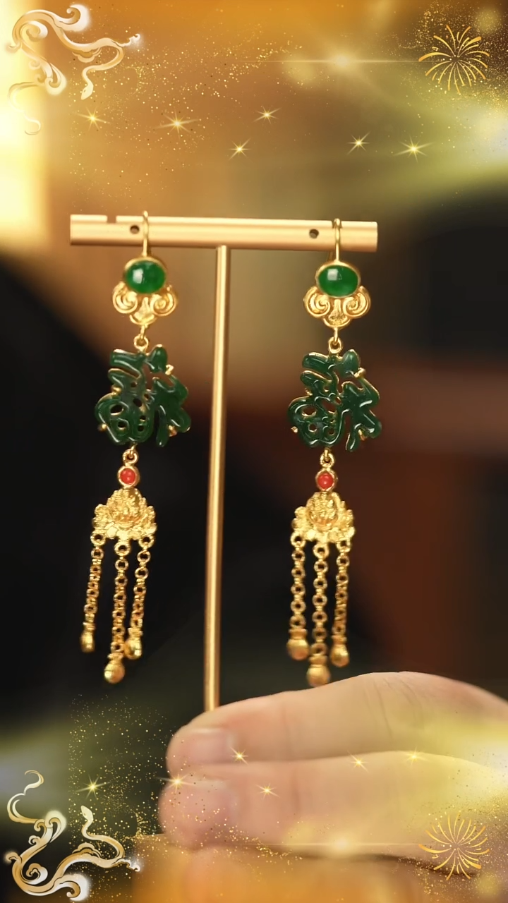【闪购商品】翡翠耳饰银S925镶嵌新款