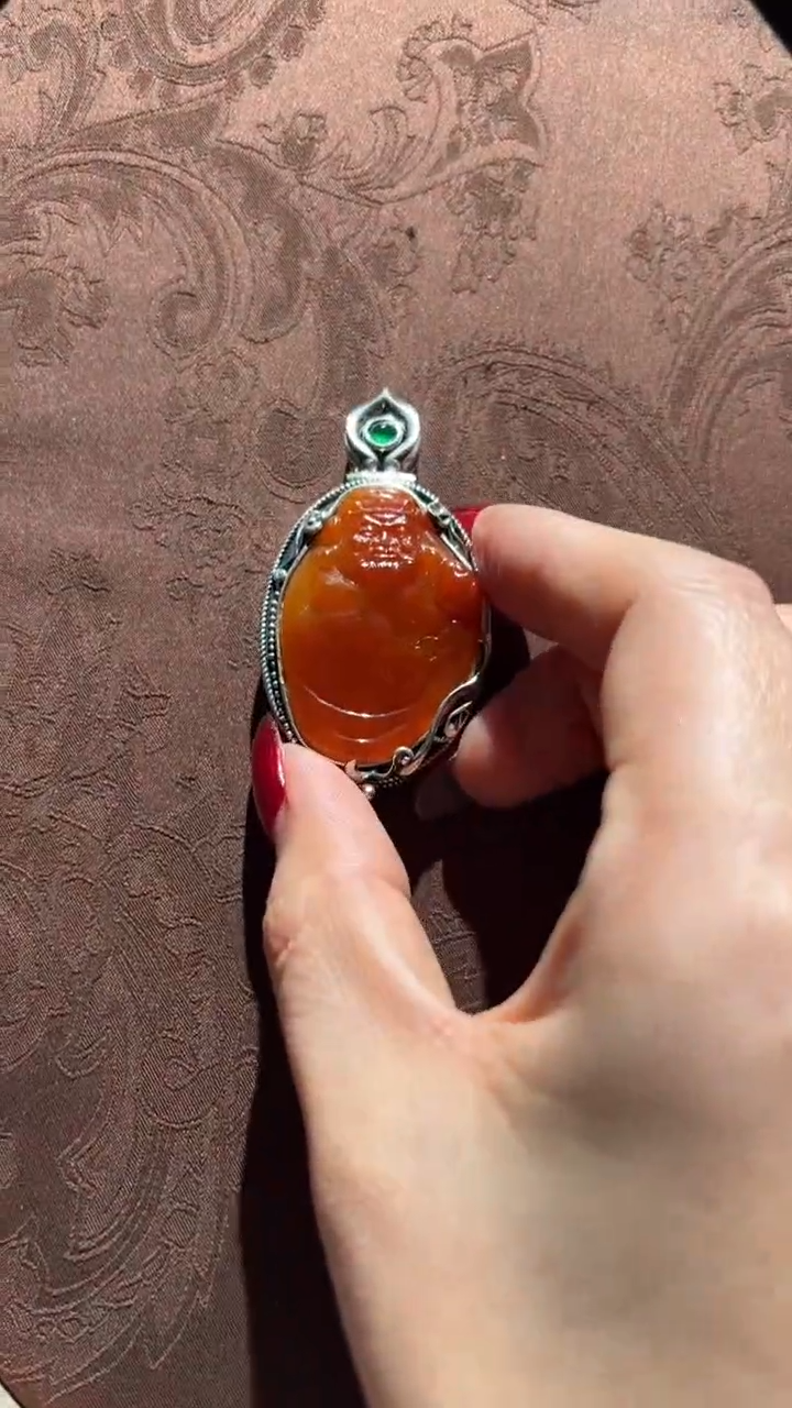 【闪购商品】翡翠吊坠(不含链)银S925镶嵌红翡绿翠 26号