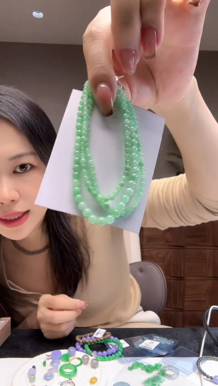 未镶嵌定制翡翠绿珠链塔珠1380+138