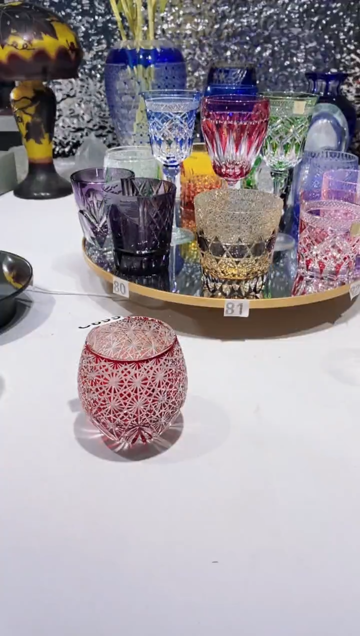 【闪购商品】水晶玻璃无手柄款大花球杯红色微瑕