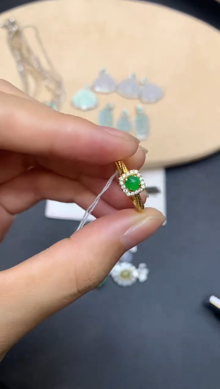 【闪购商品】翡翠戒指银S925镶嵌蛋面【多样性发其一】