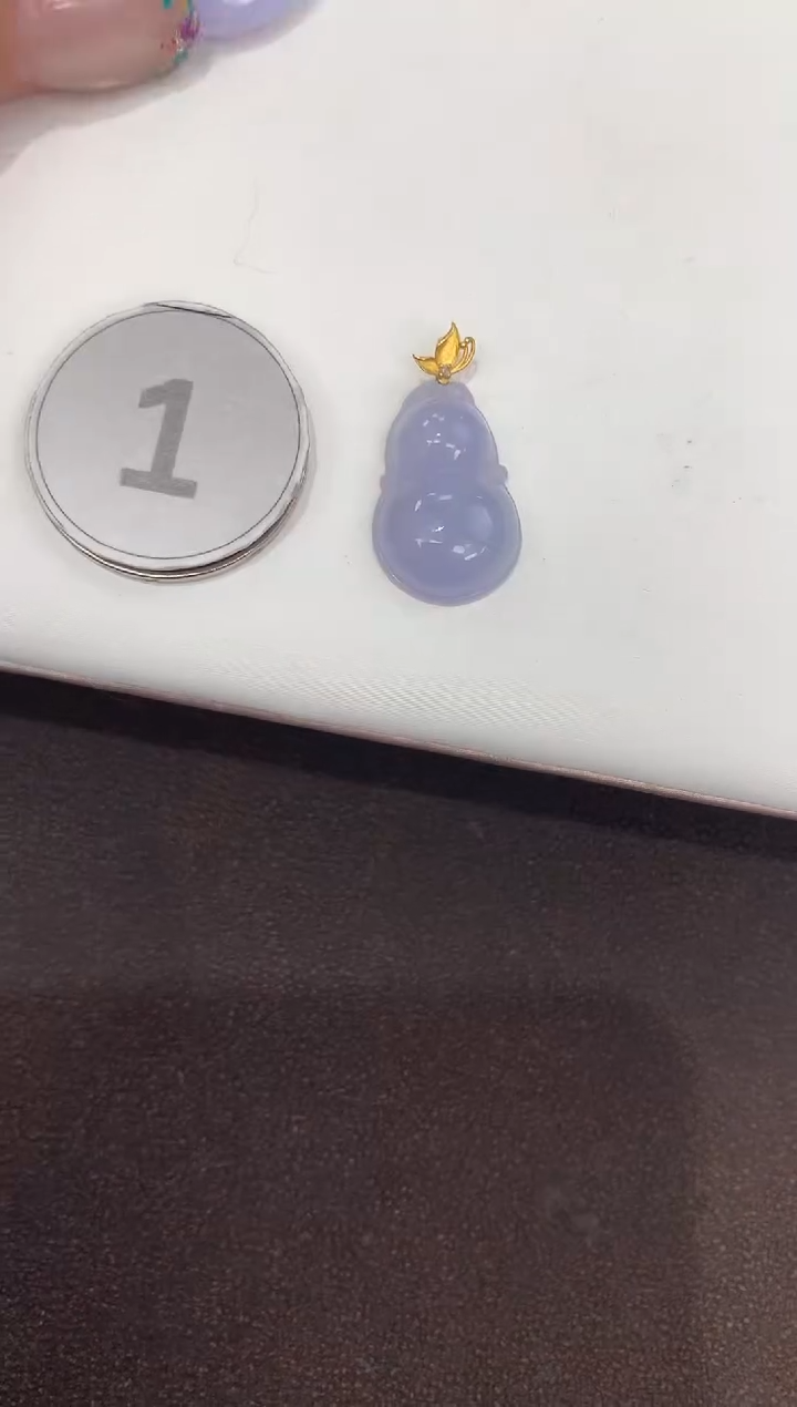 颈饰18K金镶嵌翡翠天然缅甸A货翡翠