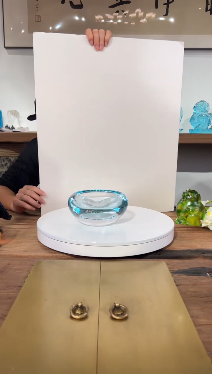 【闪购商品】摆件AJ01004水晶琉璃摆件天青色小烟灰缸