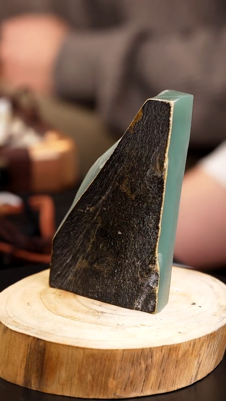 未镶嵌和田玉把件碧玉粉青手把牌（未雕刻）