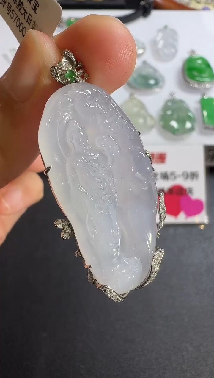 翡翠18K金镶嵌吊坠(不含链)【源头工厂】钻石镶嵌