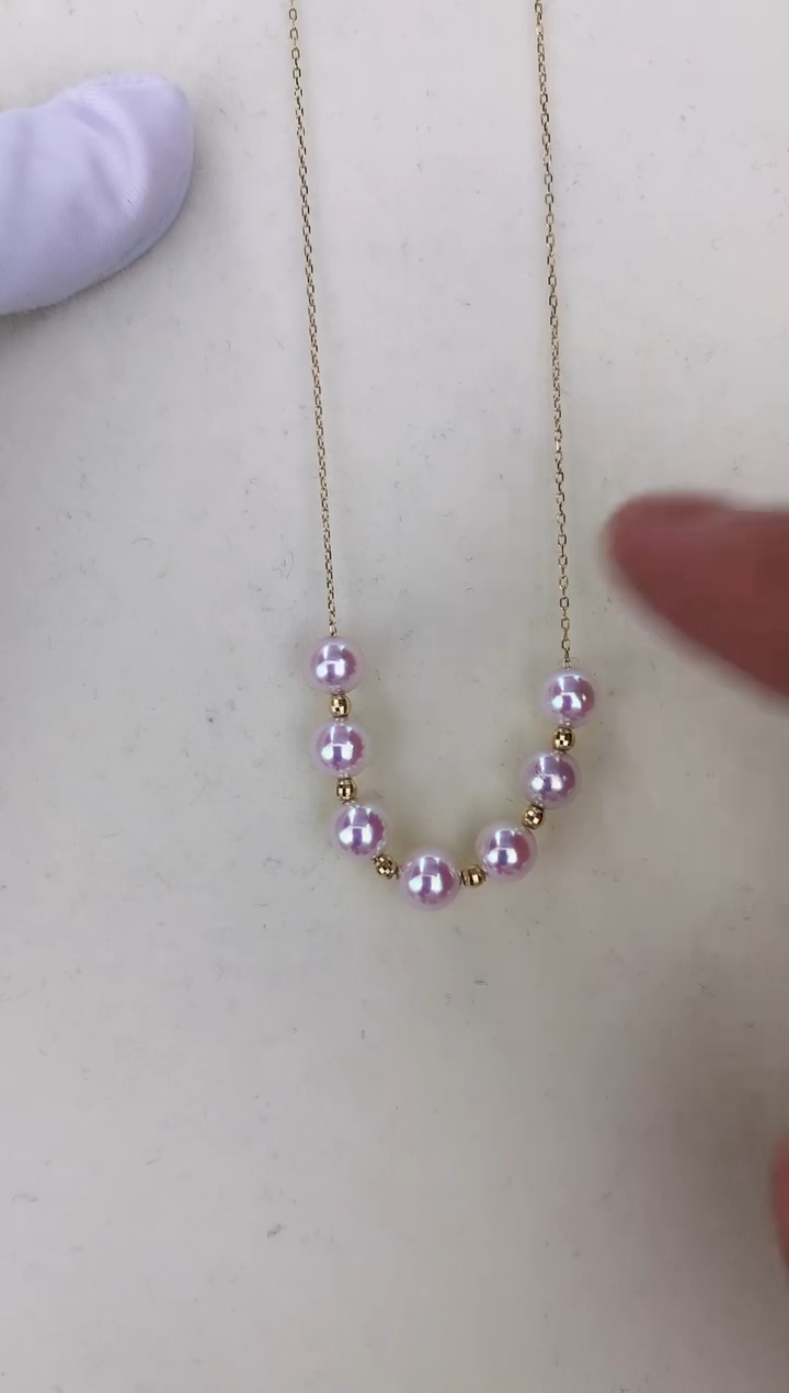 18K金镶嵌海水珍珠DA GD016 微笑链 6-7