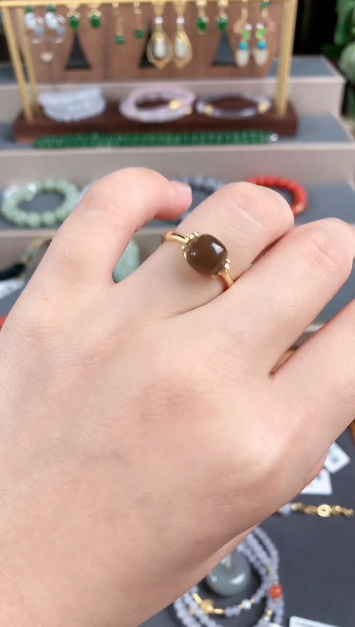 银S925镶嵌戒指和田玉1