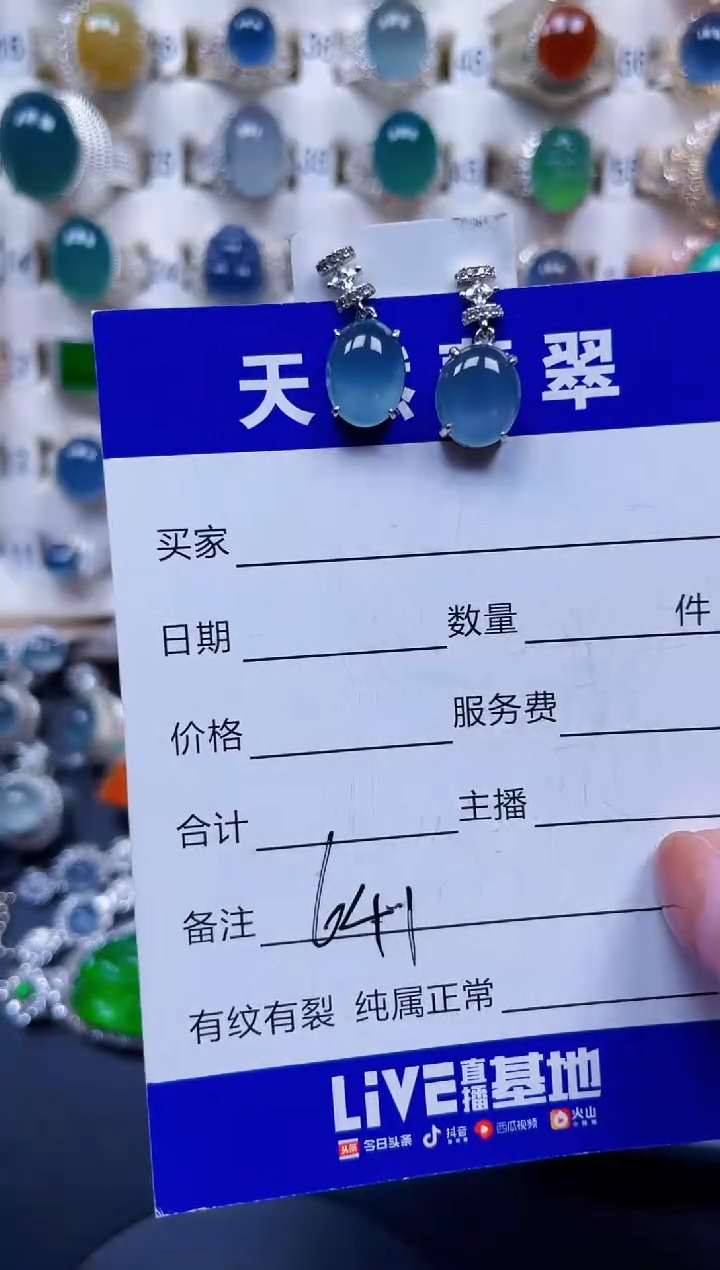 银S925镶嵌翡翠耳饰641