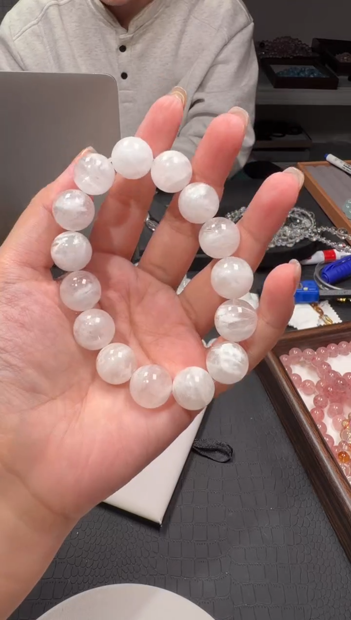 未镶嵌手链水晶雪花幽灵手串15mm