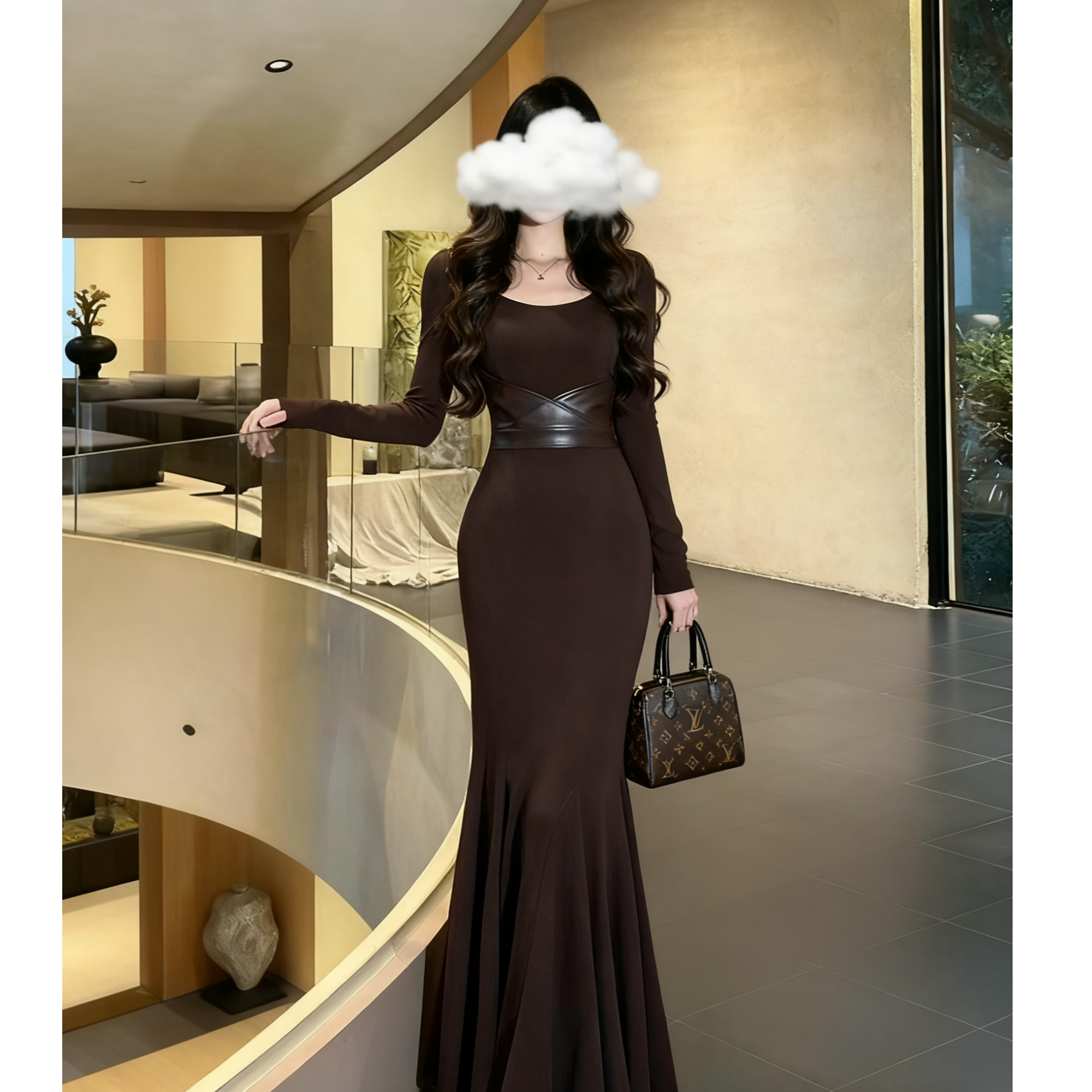 秋冬御姐风高腰显瘦连衣裙气质性感修身显身材包臀鱼尾裙女