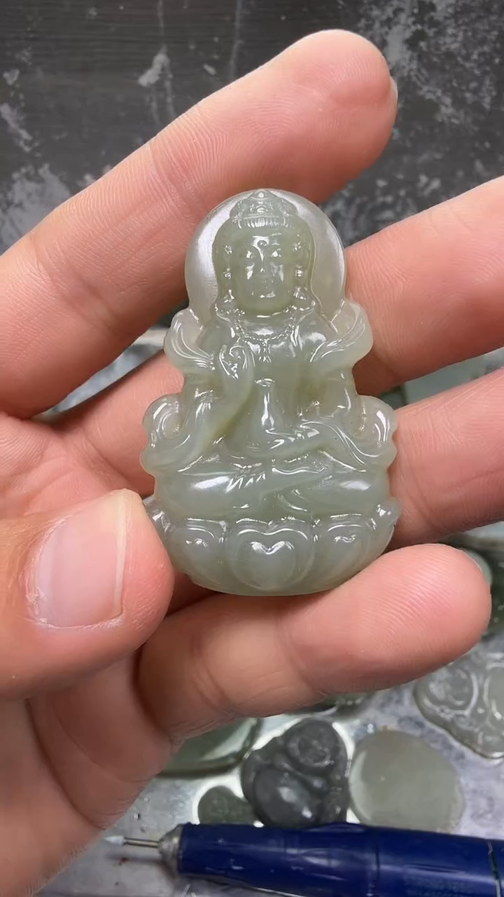吊坠(不含链)未镶嵌和田玉飘带观音