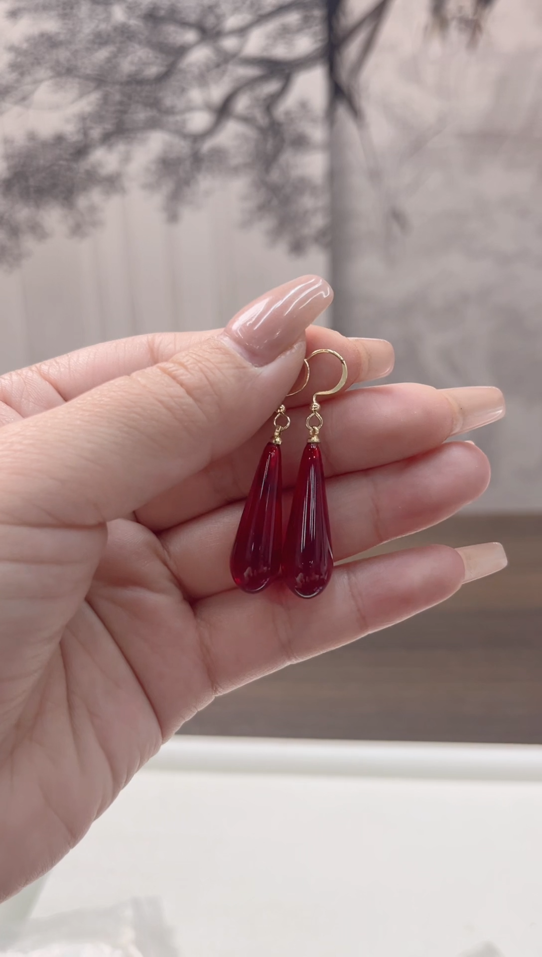 血珀14K金镶嵌耳饰E27