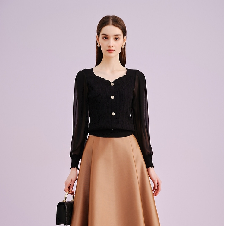 【晨粉专享价】25初秋修身通勤显瘦针织衫女式针织衫长袖女上装