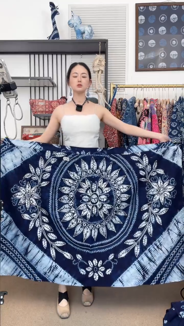 【闪购商品】藤曼飞雪  手工扎染裹裙90cm   