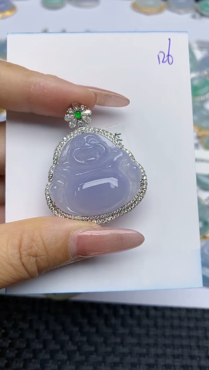 【闪购商品】翡翠颈饰18K金镶嵌天然A货翡翠 