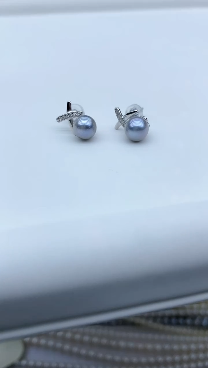 【闪购商品】海水珍珠耳饰银S925镶嵌6.5-7mm